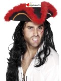 Chapeau tricorne de Pirate noir et rouge