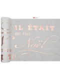 Chemin de table Il était une fois Noël - blanc et rose gold - 28cm x 3m