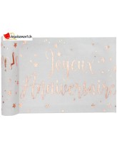 Chemin de table Joyeux Anniversaire métallisé rose gold