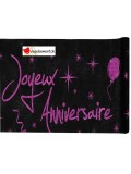 Chemin de table joyeux anniversaire noir-fuchsia