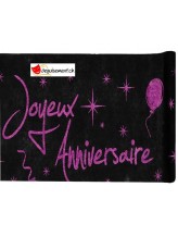 Chemin de table joyeux anniversaire noir-fuchsia Chemin de table joyeux anniversaire noir-fuchsia