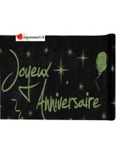 Chemin de table joyeux anniversaire noir-vert Chemin de table joyeux anniversaire noir-vert