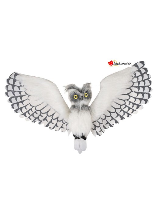 White animated feather owl - 100cm