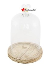 Campana di vetro su supporto di legno - 11x16cm