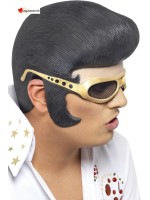 Coiffe en caoutchou Elvis avec cheveux et lunettes