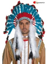 Coiffe de chef indien bleu