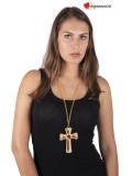 Collier croix roi fausses pierres