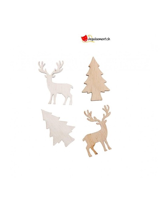 Confettis bois cerf et sapin - 24 pièces