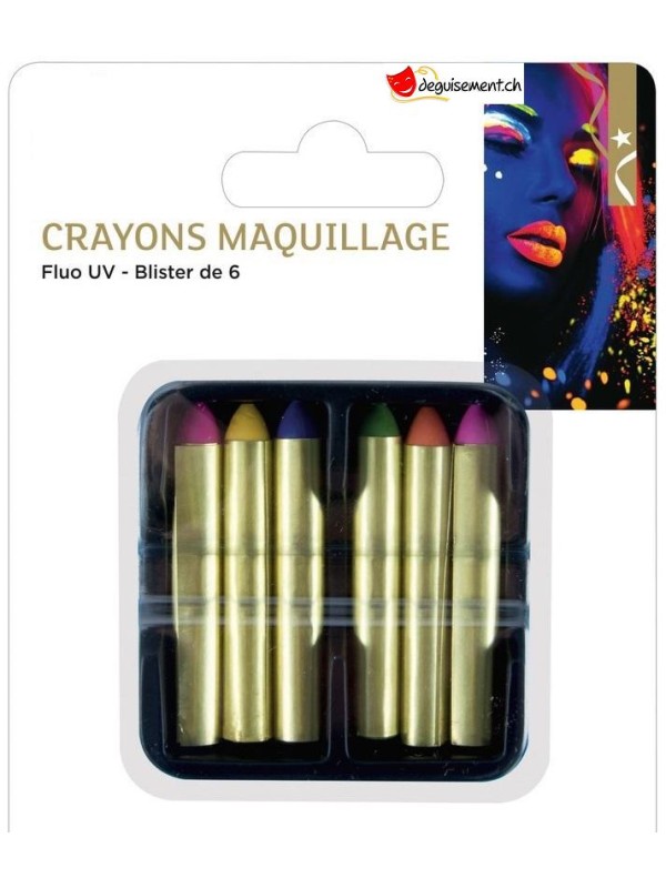 Crayon maquillage fluorescent UV - 6 pièces