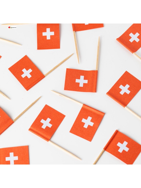 Cure-dents drapeau Suisse - 50 pièces