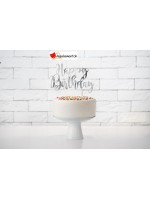 Happy Birthday decoration - silver - 22.5cm