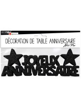 Décoration de table joyeux anniversaire - noir Décoration de table joyeux anniversaire - noir