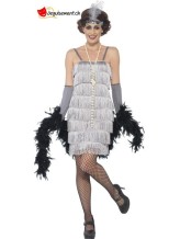 Déguisement Charleston Flapper argenté courte Déguisement Charleston Flapper argenté courte