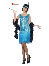 Travestimento da Charleston Flapper blu Travestimento da Charleston Flapper blu
