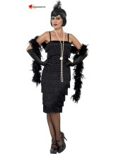 Travestimento da Charleston Flapper nero lungo Travestimento da Charleston Flapper nero lungo