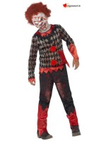 Red and green Zombie Clown costume for kids