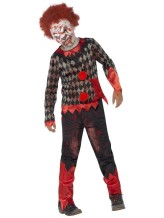 Costume da clown zombie rosso e verde per bambini Costume da clown zombie rosso e verde per bambini