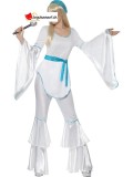 Costume da discoteca bianco e blu per donna