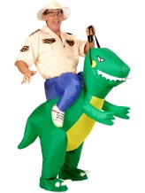 Explorer disguise on an inflatable dinosaur Explorer disguise on an inflatable dinosaur