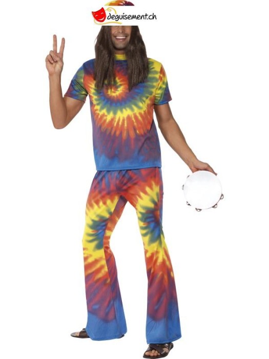 Déguisement hippie multicolore homme