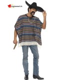 Déguisement poncho Mexicain bleu