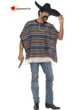 Déguisement poncho Mexicain bleu Déguisement poncho Mexicain bleu