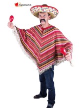 Deguisement poncho mexicain coloris adulte Deguisement poncho mexicain coloris adulte