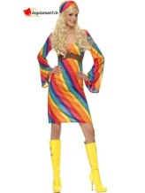 Déguisement Robe arc-en-ciel hippie Déguisement Robe arc-en-ciel hippie