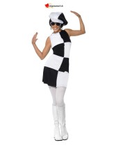 Déguisement robe carreau noir/blanc 60's Déguisement robe carreau noir/blanc 60's