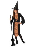 Orange schwarzes Hexen kostüm für Kinder