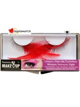 False eyelashes with red feathers False eyelashes with red feathers