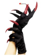 Gants noirs avec ongles rouges brillant Gants noirs avec ongles rouges brillant