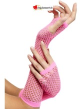 Gants resille rose long Gants resille rose long