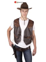 Gilet simili cuir brun - taille unique Gilet simili cuir brun - taille unique