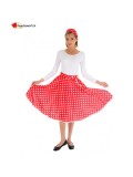 Jupe rouge a pois blancs -TU