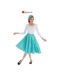 Jupe turquoise a pois blancs -TU