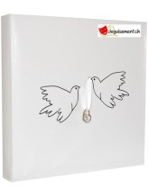 Livre d'or de mariage blanc avec colombes