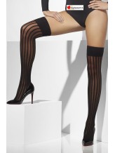 Mi bas transparent avec rayures vertical - noir - taille unique Mi bas transparent avec rayures vertical - noir - taille unique