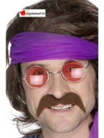 Moustache adhésive seventies - hippie brun