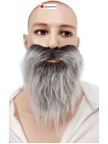 Moustache + barbe raide grise avec élastique