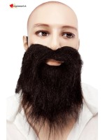 Moustache et barbe raide noire avec élastique