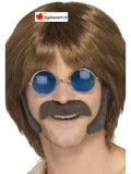 Moustache et favoris hippie brun