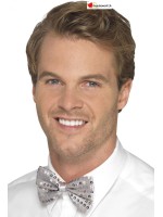 Sequin Bow Tie, Silver