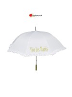 Weißer Regenschirm "Vive les mariés"