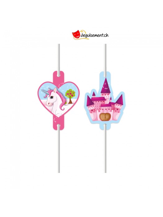 Pailles papiers licorne - 4 pces