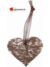 Pendentif coeur abaca chocolat