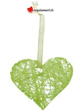 Pendentif coeur abaca vert