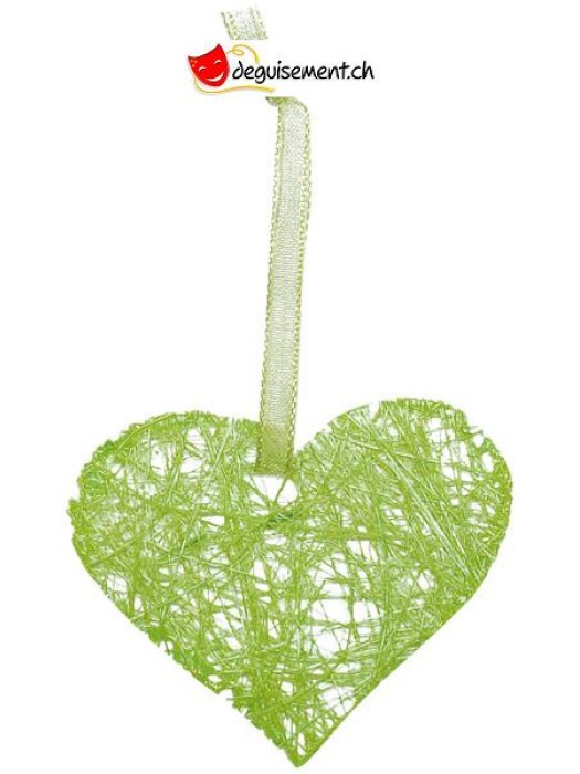 Pendentif coeur abaca vert