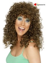 Perruque 80's brune frisée longue Perruque 80's brune frisée longue