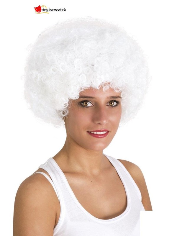 Perruque afro blanche adulte
